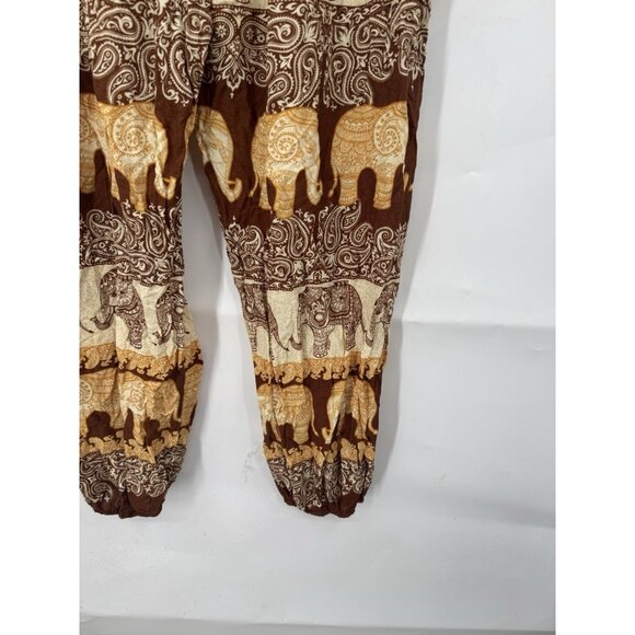 Earthbound Harem Elephant Print Pants Women XXL Brown Hippie Retro Bohemian - Picture 6 of 8
